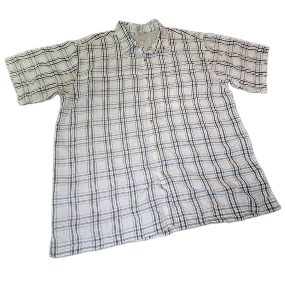 The North Face Shirt Mens XL White Black Plaid Modal Blend Short Sleeve FLAWED